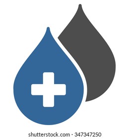 Medical Drops vector icon. Style is bicolor flat symbol, cobalt and gray colors, rounded angles, white background.