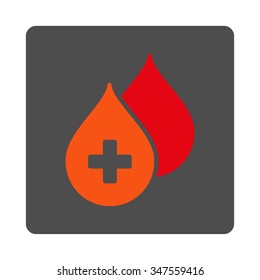 Medical Drops vector icon. Style is flat rounded square silver button with red symbol, white background.