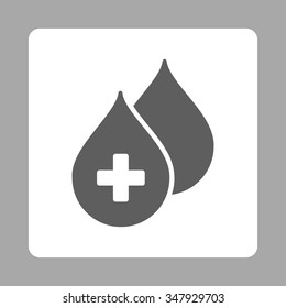 Medical Drops vector icon. Style is flat rounded square button, dark gray and white colors, silver background.