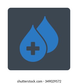 Medical Drops vector icon. Style is flat rounded square button, smooth blue colors, white background.