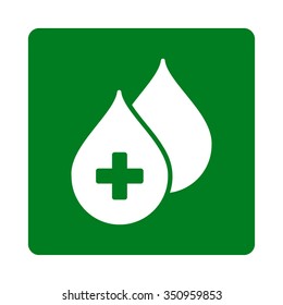Medical Drops vector icon. Style is flat rounded square button, white and green colors, white background.
