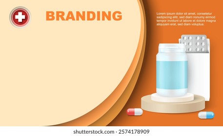 Medical drug background branding template for pharmacy