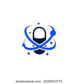 medical drug logo with protective effect in flat design style