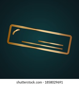 Medical drug pill vector icon. Gradient gold metal with dark background
