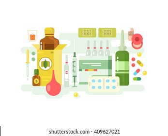 Medical drugs design flat
