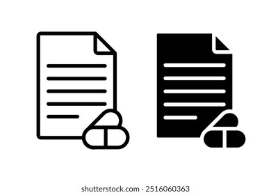 Medical drugs icon vector set. Doctor prescription symbol