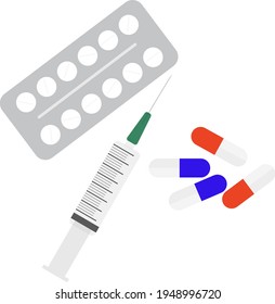 Medical drugs, illustration, vector on white background.