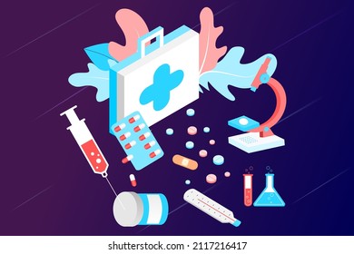 Medical drugs, pill, medical pills, bottle pills, capsule and medicine. Flat vector illustration design concept of healthcare and medicine. Medical support, medication shopping, pharmacy, drug store.