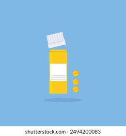 medical drugs and vitamins plastic bottles with pills, simple medicine for health and fitness	