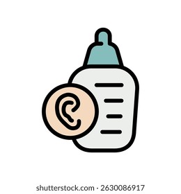 Medical ear drops color icon, treatment otitis, simple symbol on white background.