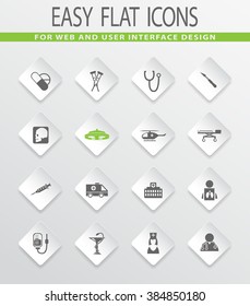 Medical easy flat web icons for user interface design