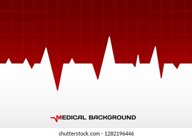 Medical ecg background with empty place for your text. Heart beat graphic line. Health computer diagnostic cardio wave. 