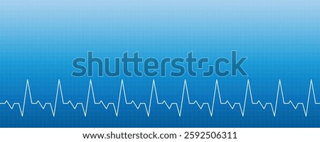 Medical ECG Heartbeat Line Vector Background with Blue Gradient. Grid Pattern for Healthcare Designs