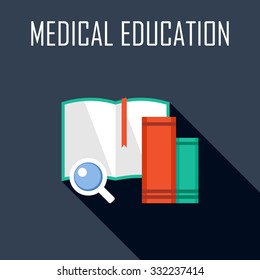 Medical education. Flat icon. Vector illustration