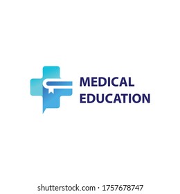 Medical Education Logo Design. Medical Icon Combine With Book.