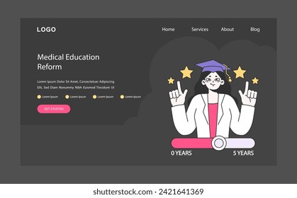 Medical Education Reform concept. Charting the progress of healthcare training over five years. Evolving medical knowledge and practices. Flat vector illustration.