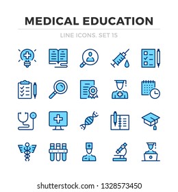 Medical Education Vector Line Icons Set. Thin Line Design. Modern Outline Graphic Elements, Simple Stroke Symbols. Medical Education Icons