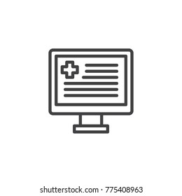 Medical e-health line icon, outline vector sign, linear style pictogram isolated on white. Symbol, logo illustration. Editable stroke