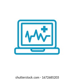 medical ekg cardiology in laptop line icon vector illustration design