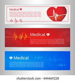 Medical EKG graph Banner. vector illustrator