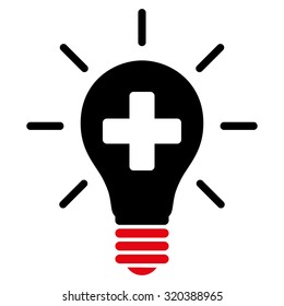 Medical Electric Lamp vector icon. Style is bicolor flat symbol, intensive red and black colors, rounded angles, white background.