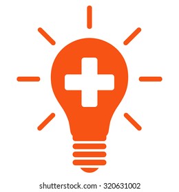 Medical Electric Lamp vector icon. Style is flat symbol, orange color, rounded angles, white background.