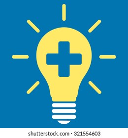 Medical Electric Lamp vector icon. Style is bicolor flat symbol, yellow and white colors, rounded angles, blue background.