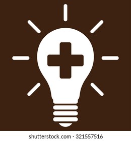 Medical Electric Lamp vector icon. Style is flat symbol, white color, rounded angles, brown background.