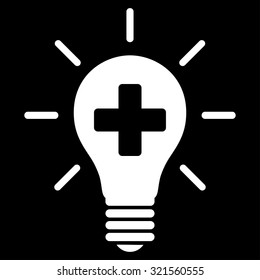 Medical Electric Lamp vector icon. Style is flat symbol, white color, rounded angles, black background.