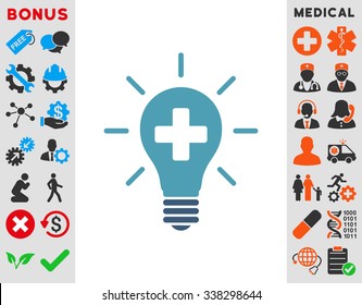 Medical Electric Lamp vector icon with bonus. Style is bicolor flat symbol, cyan and blue colors, rounded angles, white background.