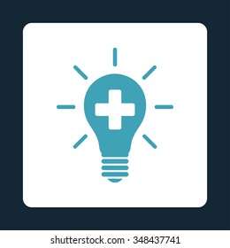 Medical Electrical Lamp vector icon. Style is flat rounded square button, blue and white colors, dark blue background.