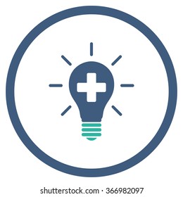 Medical Electrical Lamp vector icon. Style is bicolor flat circled symbol, cobalt and cyan colors, rounded angles, white background.