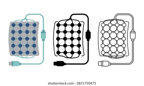 Medical electrode array sensor pad for physiological monitoring presented in flat color black silhouette and line art.