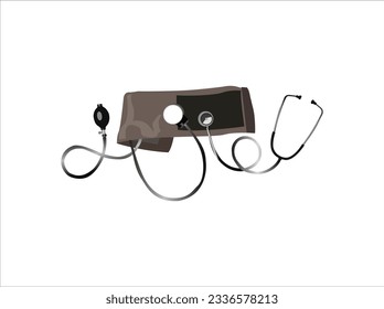 ilustración vectorial del autónomo electrónico médico, autónomo médico y presión arterial óptima. Monitor electrónico de presión arterial. Esfigmomanómetro digital. Objeto vectorial aislado en blanco 