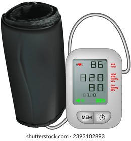 medizinische elektronische Tonometer-Vektorgrafik einzeln auf weißem Hintergrund
