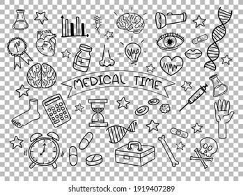 Medical element in doodle or sketch style isolated on transparent background illustration