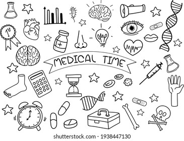 Medical element in doodle or sketch style isolated on white background illustration