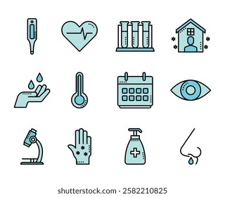 Medical elements line vector illustration