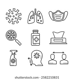 Medical elements line vector illustration