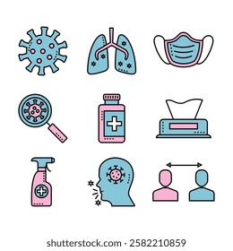 Medical elements line vector illustration