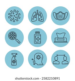 Medical elements line vector illustration