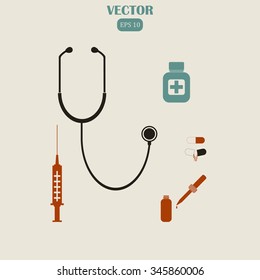 medical elements and objects - vector