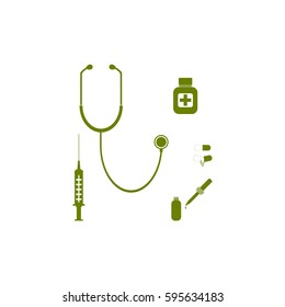 medical elements and objects - vector