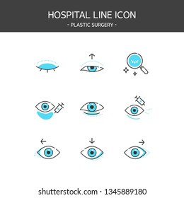 Medical elements outline icons set. Plastic surgery