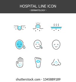 Medical elements outline icons set. Dermatology