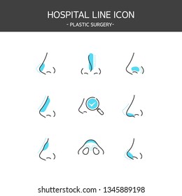 Medical elements outline icons set. Plastic surgery