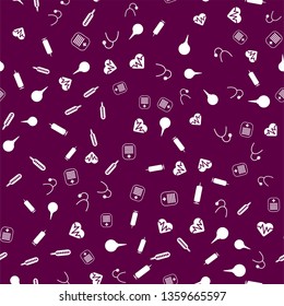 Medical elements seamless pattern vector. Doctor tools. Big set