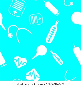 Medical elements seamless pattern vector. Doctor tools. Big set