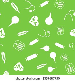 Medical elements seamless pattern vector. Doctor tools. Big set