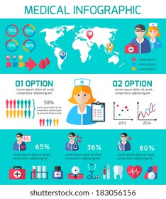 Medical elements and staff infographic elements for web design and presentation isolated vector illustration